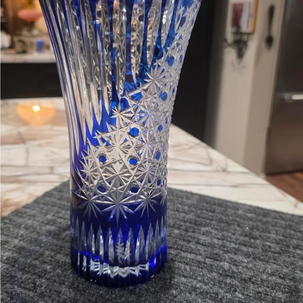 Cobalt Cut Crystal Vase - Home Accents